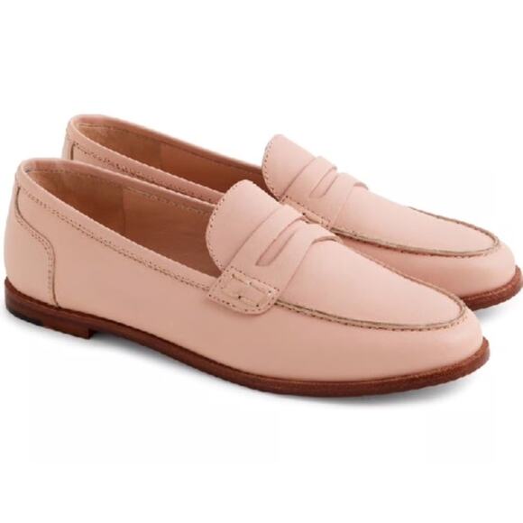 J. Crew Ryan Penny Loafer Sun Washed Pink Women's Size 7 Soft Leather Preppy EUC - Picture 1 of 9